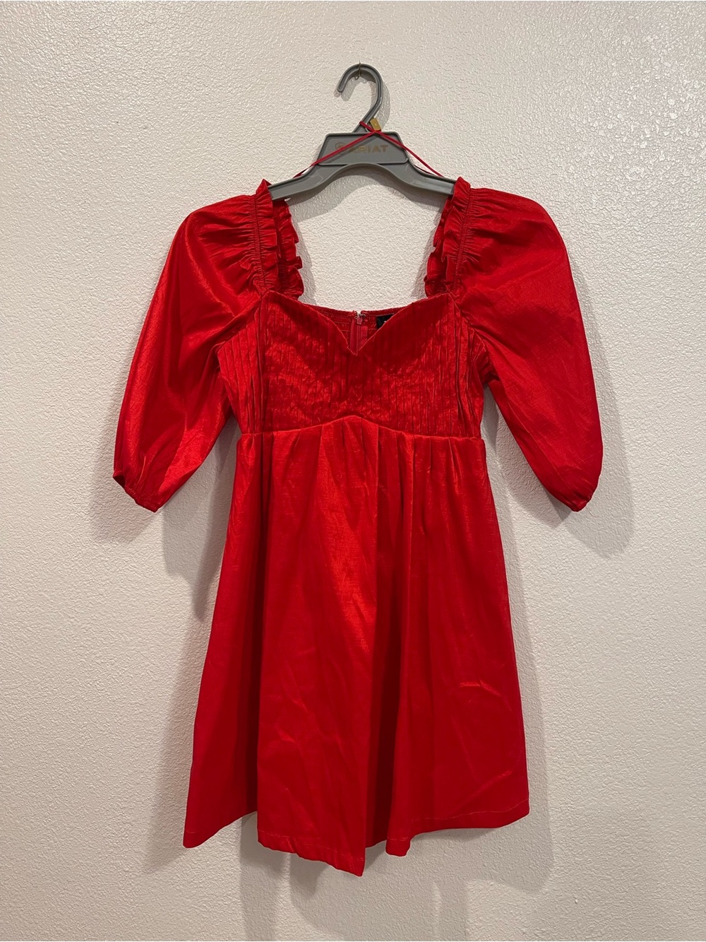Vici Red Ruffled Puff-Sleeve Mini Dress